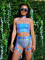 Blue Opal Crystal O-Ring Garter Belt | MTO