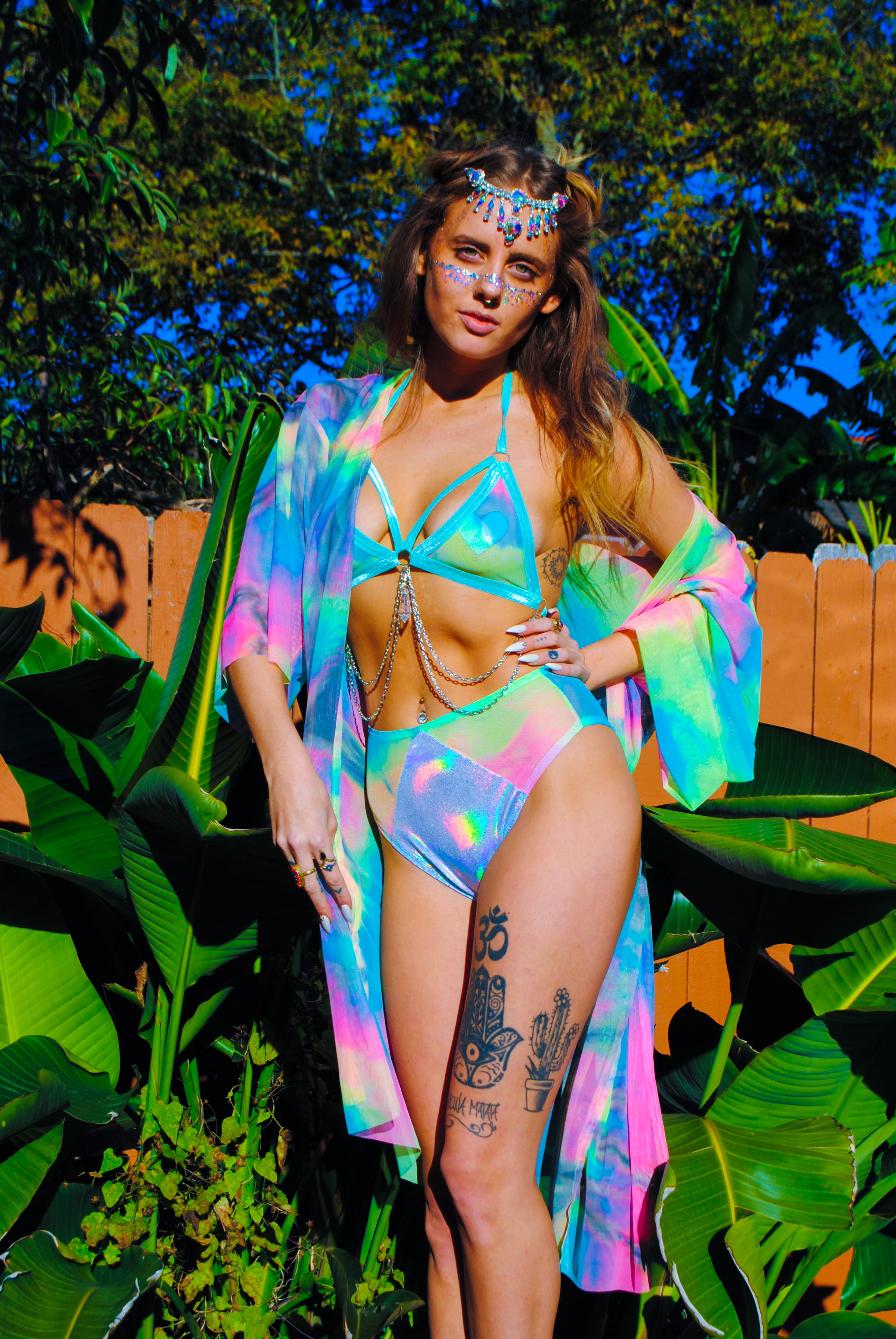 Chasing Rainbows Mesh Kimono