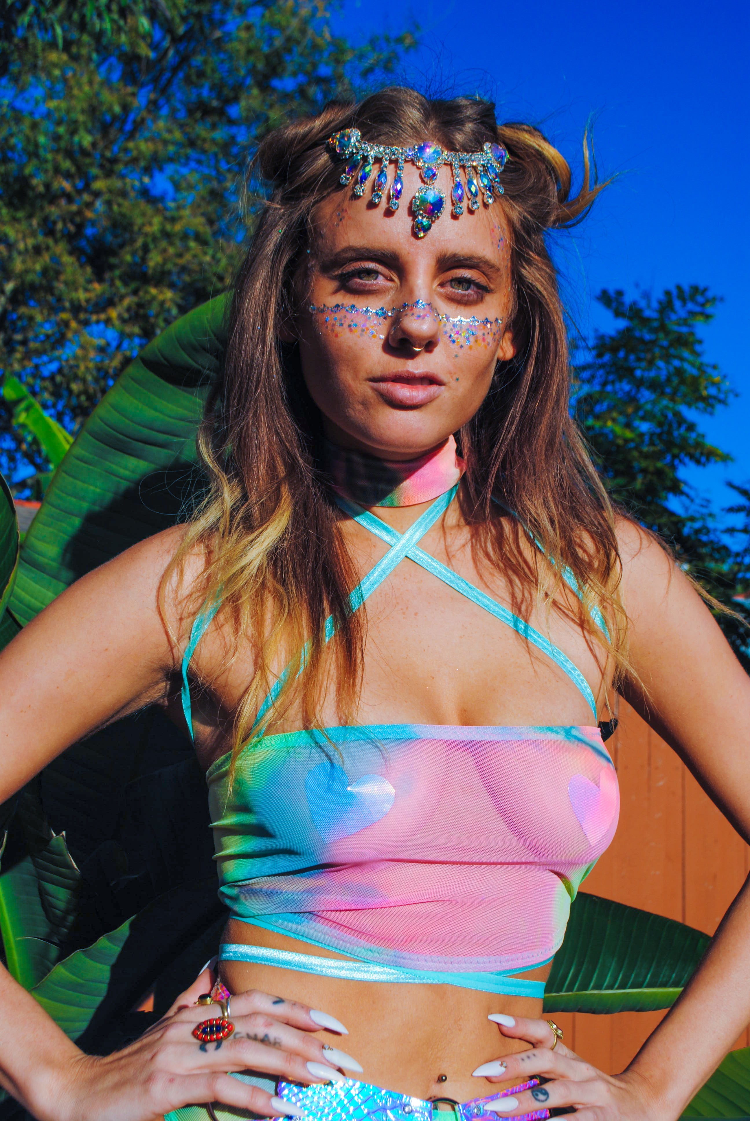 Double Rainbow Tie Me Up Tube Top