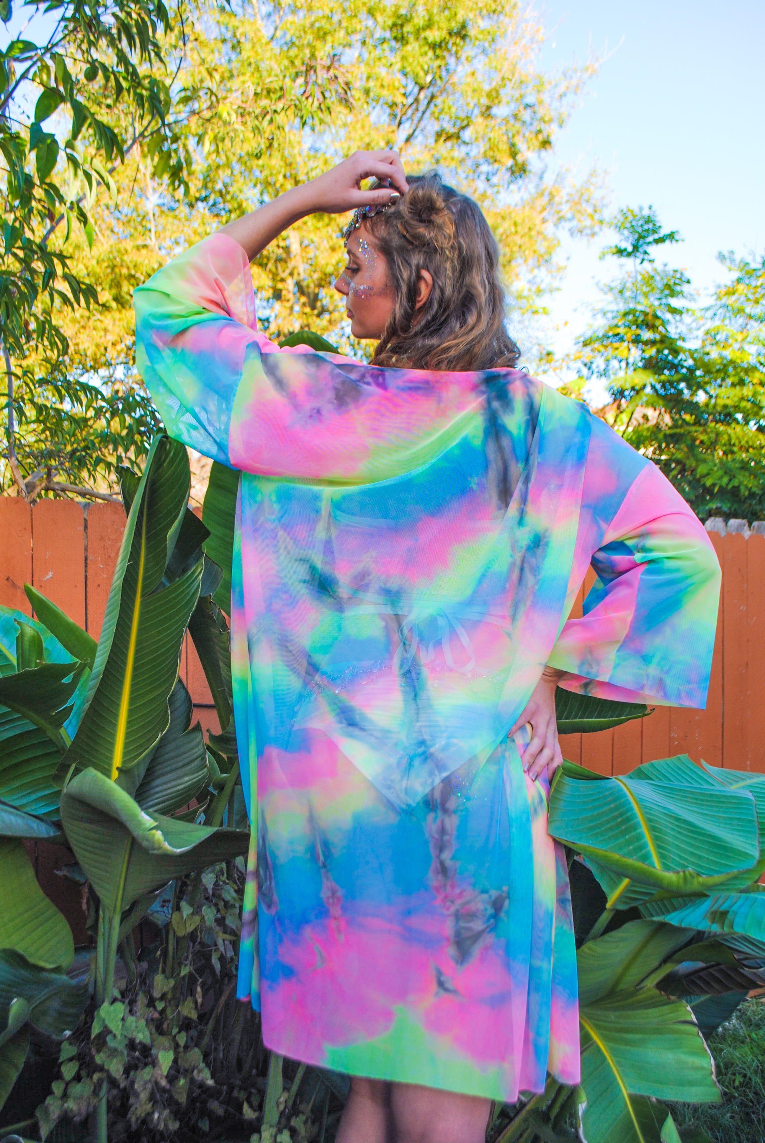 Chasing Rainbows Mesh Kimono