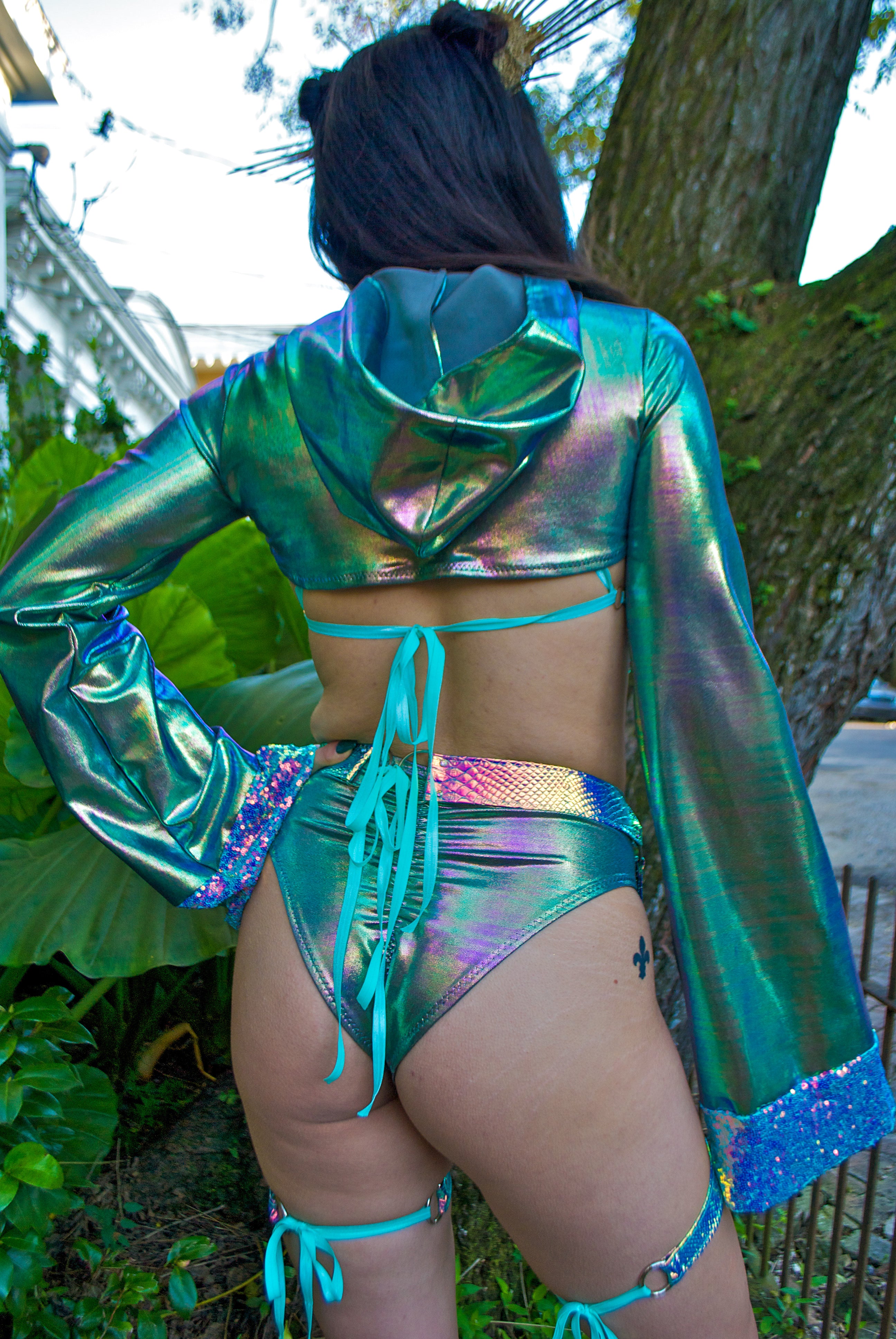 Jade Opal Crystal O-Ring Garter Belt | MTO