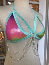 Rainbow Aqua Chain & Crystal Top
