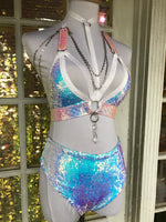 White Unicorn Convertible Harness Triangle Top | MTO