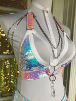 White Unicorn Convertible Harness Triangle Top | MTO