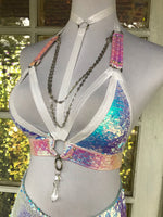 White Unicorn Convertible Harness Triangle Top | MTO