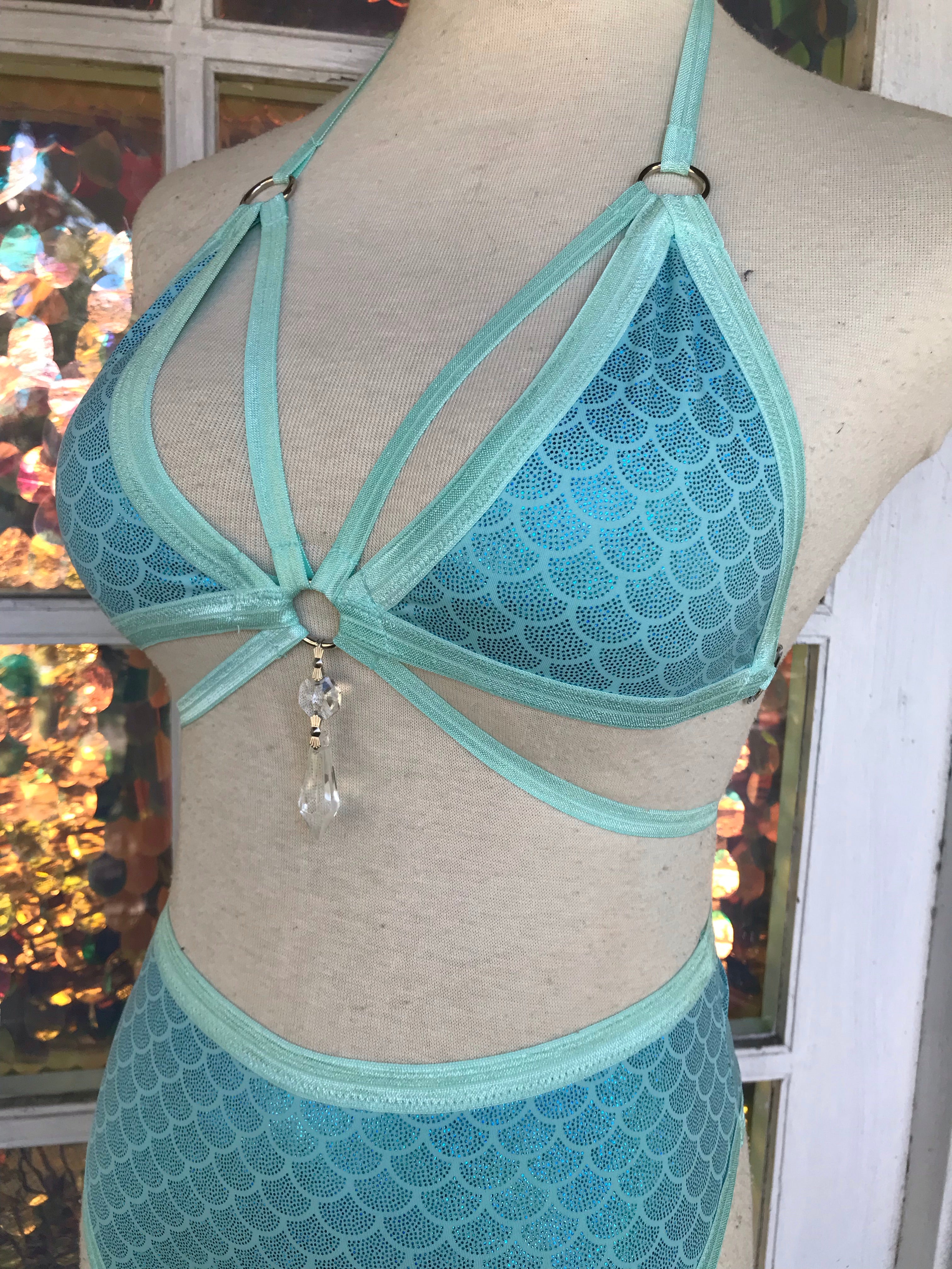 Blue Mermaid Strappy Crystal Set - S/M