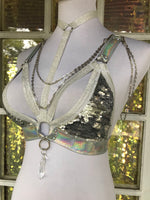Silver Holo Convertible Harness Triangle Top - S/M
