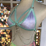 Holo Aqua Chain & Crystal Top - M