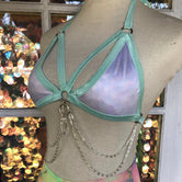 Holo Aqua Chain & Crystal Top - M