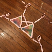 Pink Double Rainbow Cross My Heart Triangle Top - M