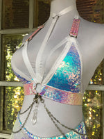 White Unicorn Convertible Harness Triangle Top | MTO