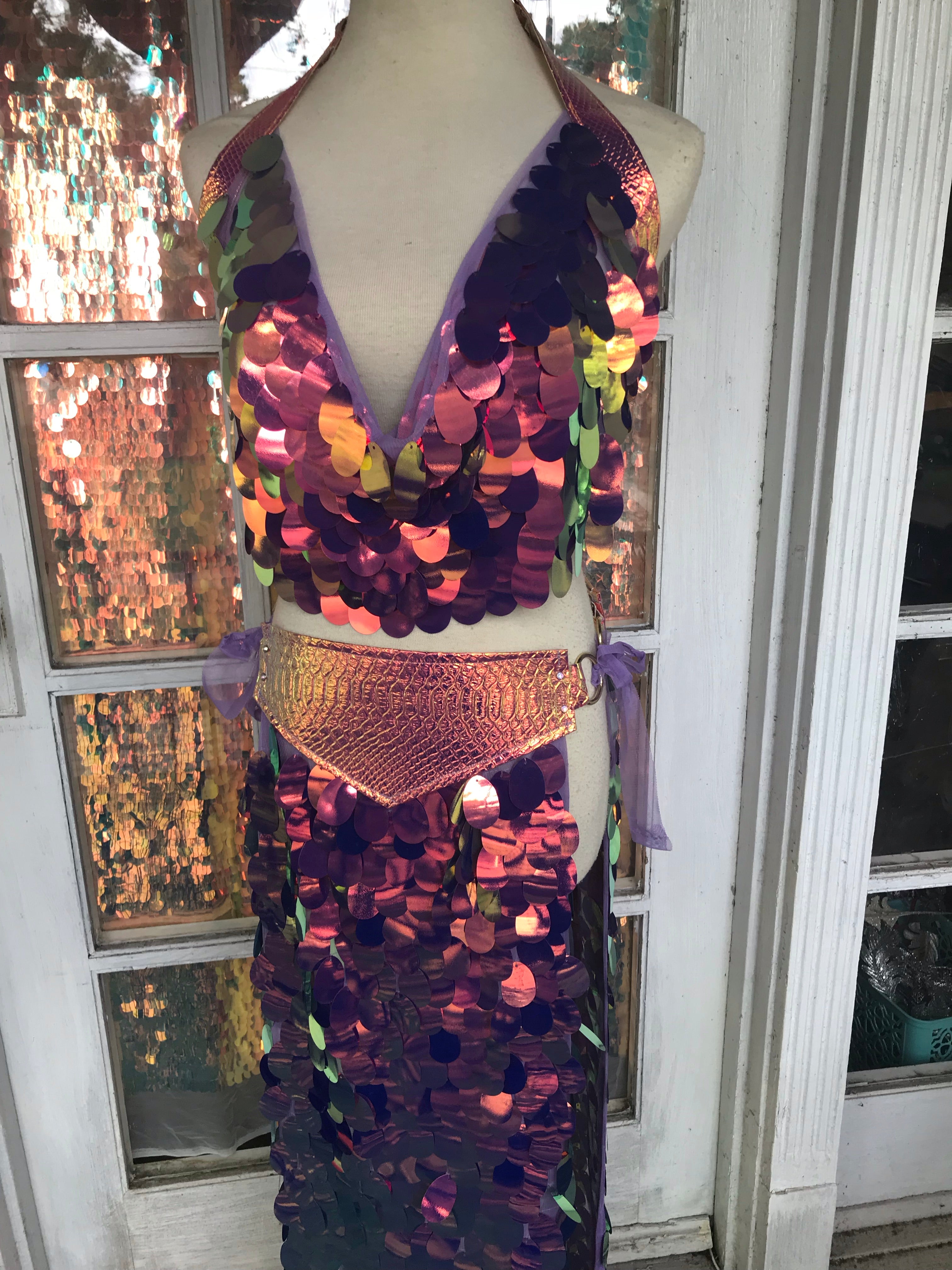 Sunset Dragon Warrior Pleather Halter - S/M (adjustable)