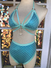 Blue Mermaid Strappy Crystal Set - S/M
