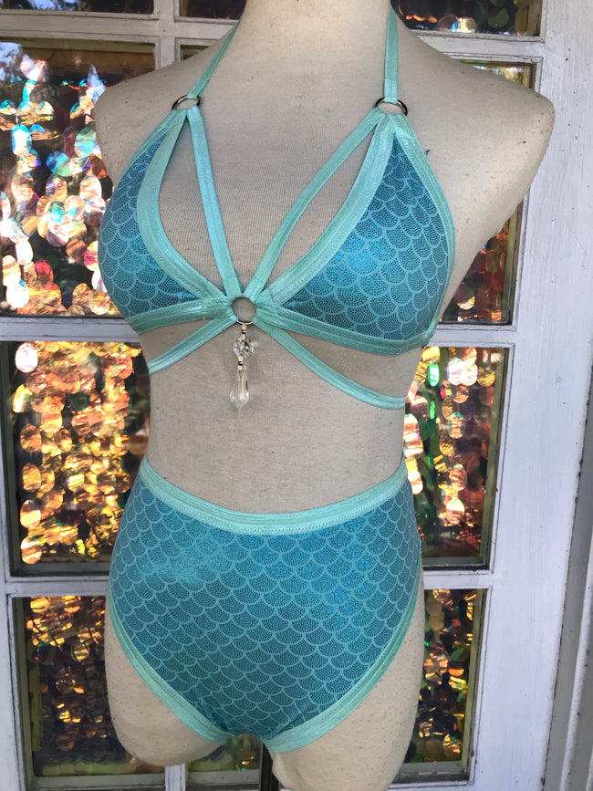 Blue Mermaid Strappy Crystal Set - S/M