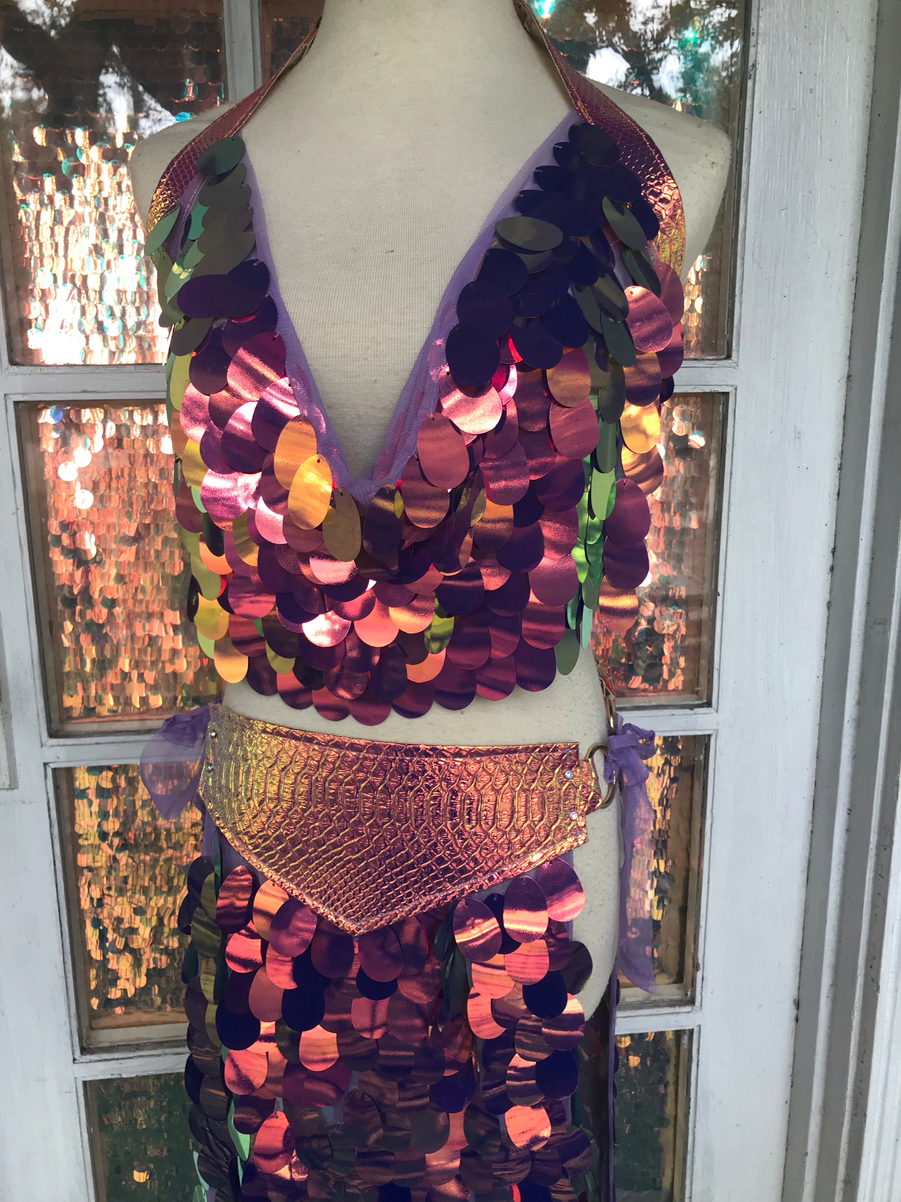 Sunset Dragon Warrior Pleather Halter - S/M (adjustable)