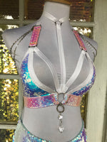 White Unicorn Convertible Harness Triangle Top | MTO