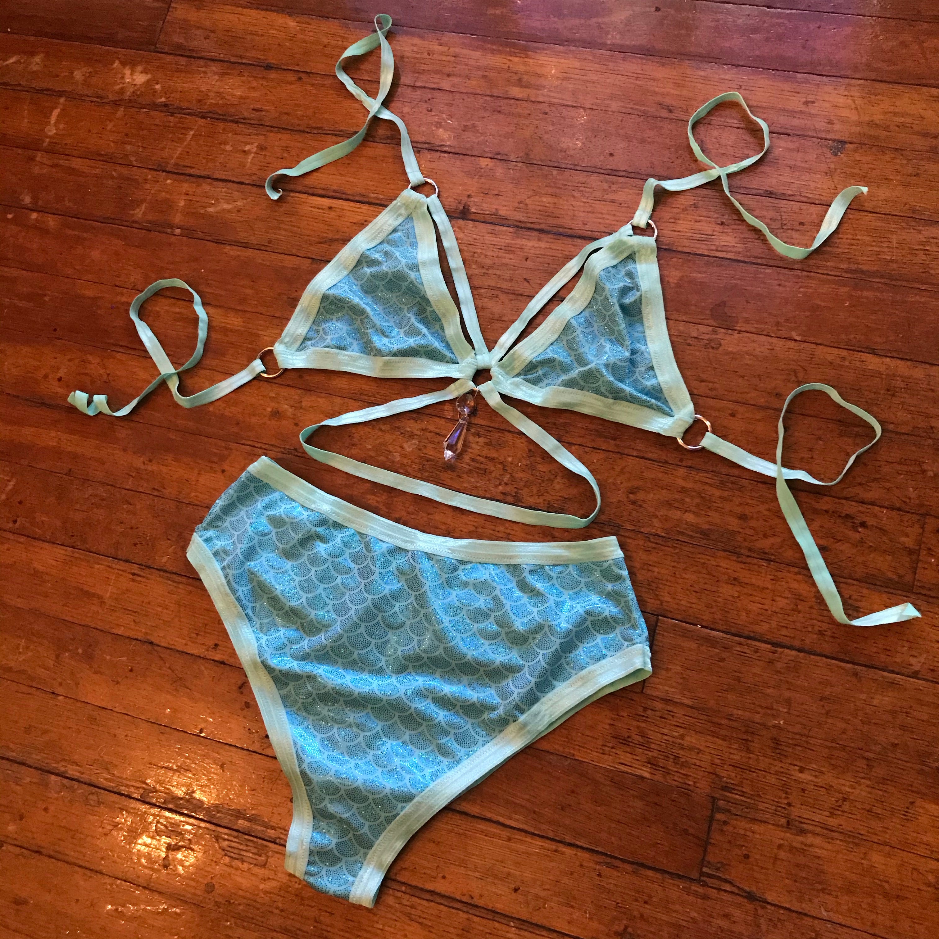 Blue Mermaid Strappy Crystal Set - S/M
