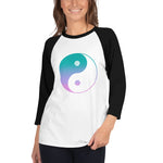 Seashell Yin Yang 3/4 sleeve raglan shirt