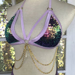 Lavender Sunset Sequin Chain & Crystal Top