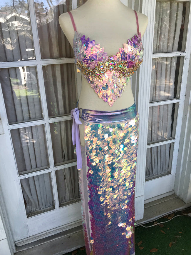Mermaid Tears Sequin Maxi Skirt - Periwinkle Band M/L