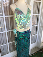 Peacock Filigree Sequin Maxi Skirt - S/M