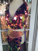Sunset Dragon Warrior Sequin Maxi Skirt - S/M (adjustable)