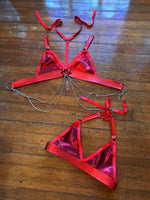 Phoenix Red Pleather Triangle Top - M