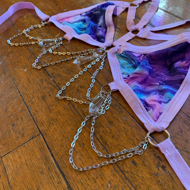 Amethyst Moon Chained Harness Triangle Top - M