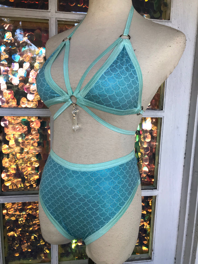 Blue Mermaid Strappy Crystal Set - S/M